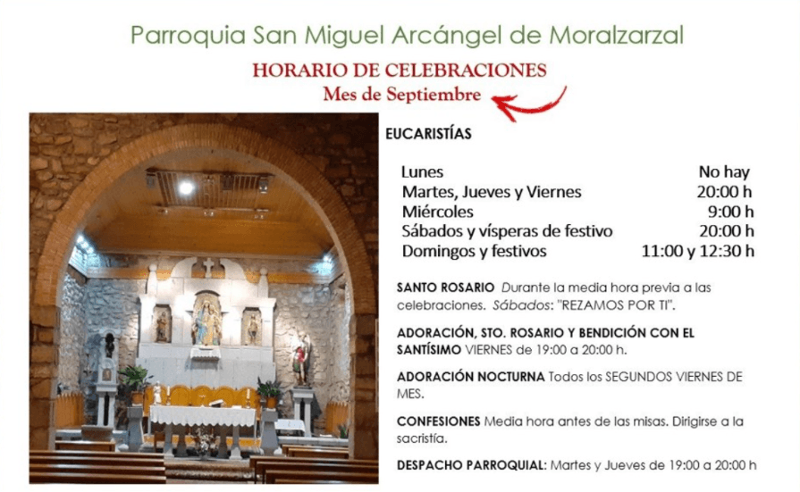 Horarios misa septiembre